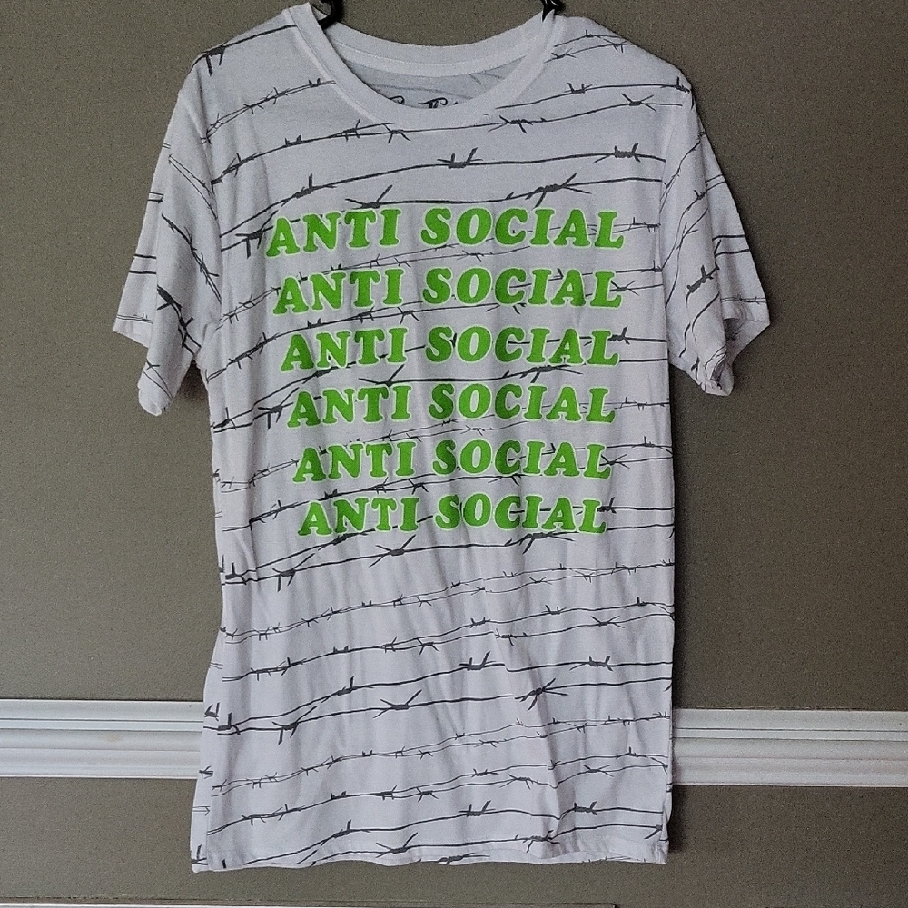 White and Green Graphic T-Shirt